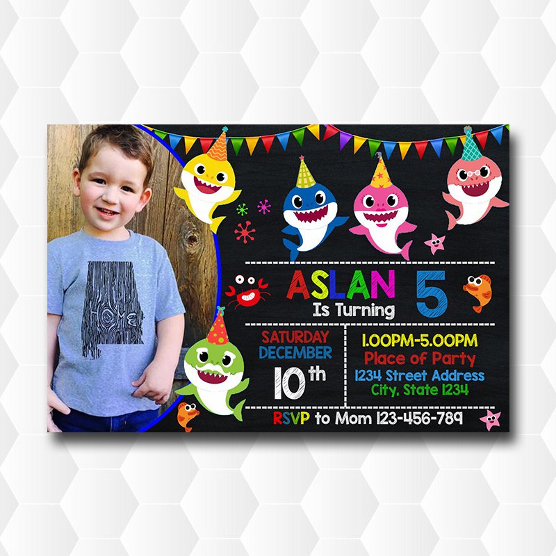 Baby Shark Do Do Do Invitation With Photo