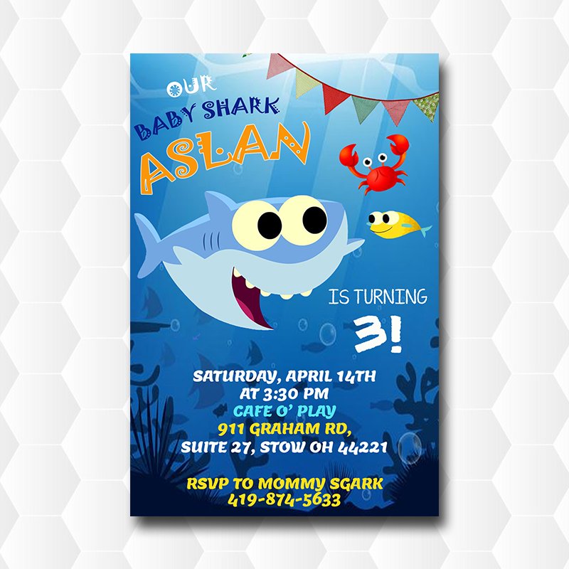 Baby Shark Birthday Invitations