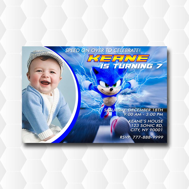 Sonic Birthday Invitation With Photo