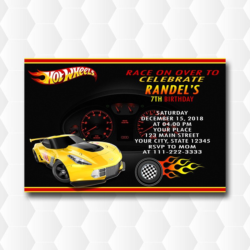 Hot Wheels RD-01 Boys Birthday Invitations