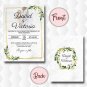 Elegant Greenery Geometric Gold Wedding Invitation