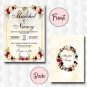 Red Burgundy and Blush Floral Wedding Invitation