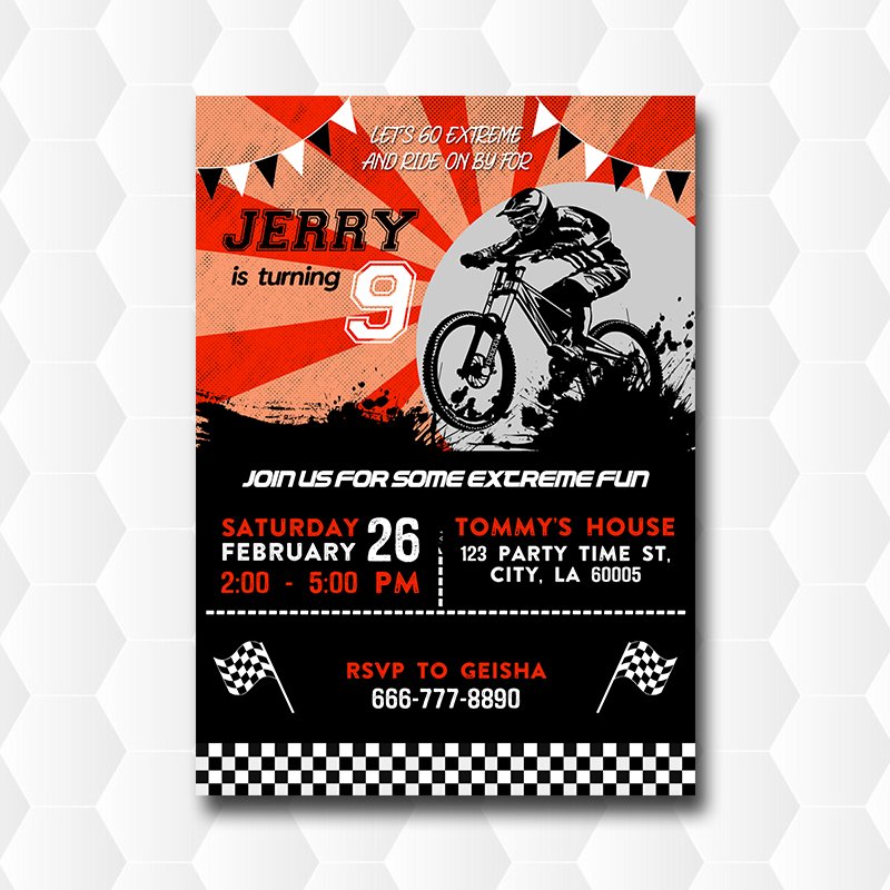 BMX Birthday Invitations