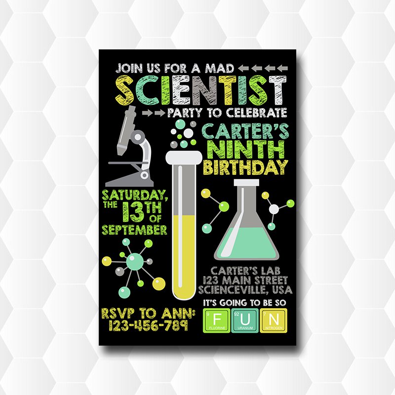 Mad Scientist Birthday Invitation