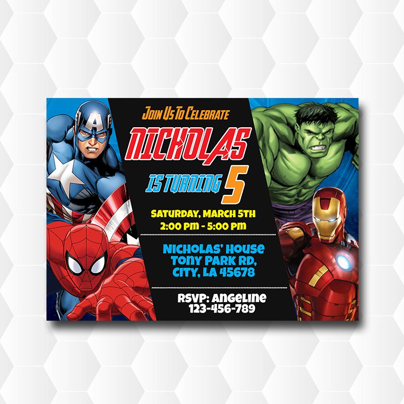 Super Hero Spiderman Birthday Invitation