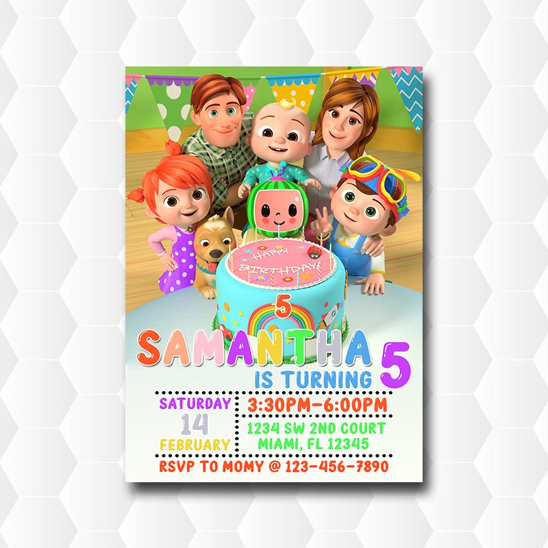 Cocomelon Family Birthday Invitation