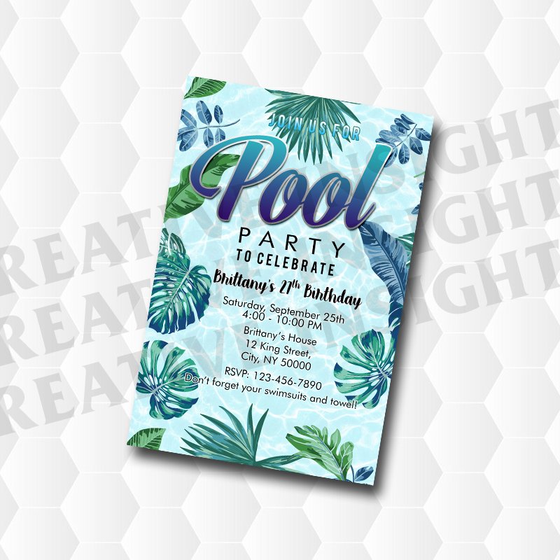 Pool Party With Tropical Leaf