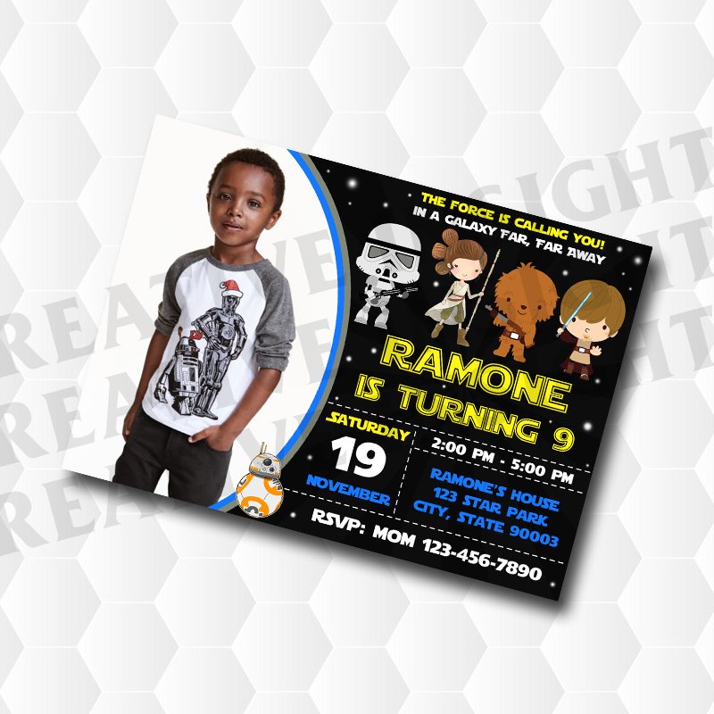Star Wars Birthday Invitation With Photo