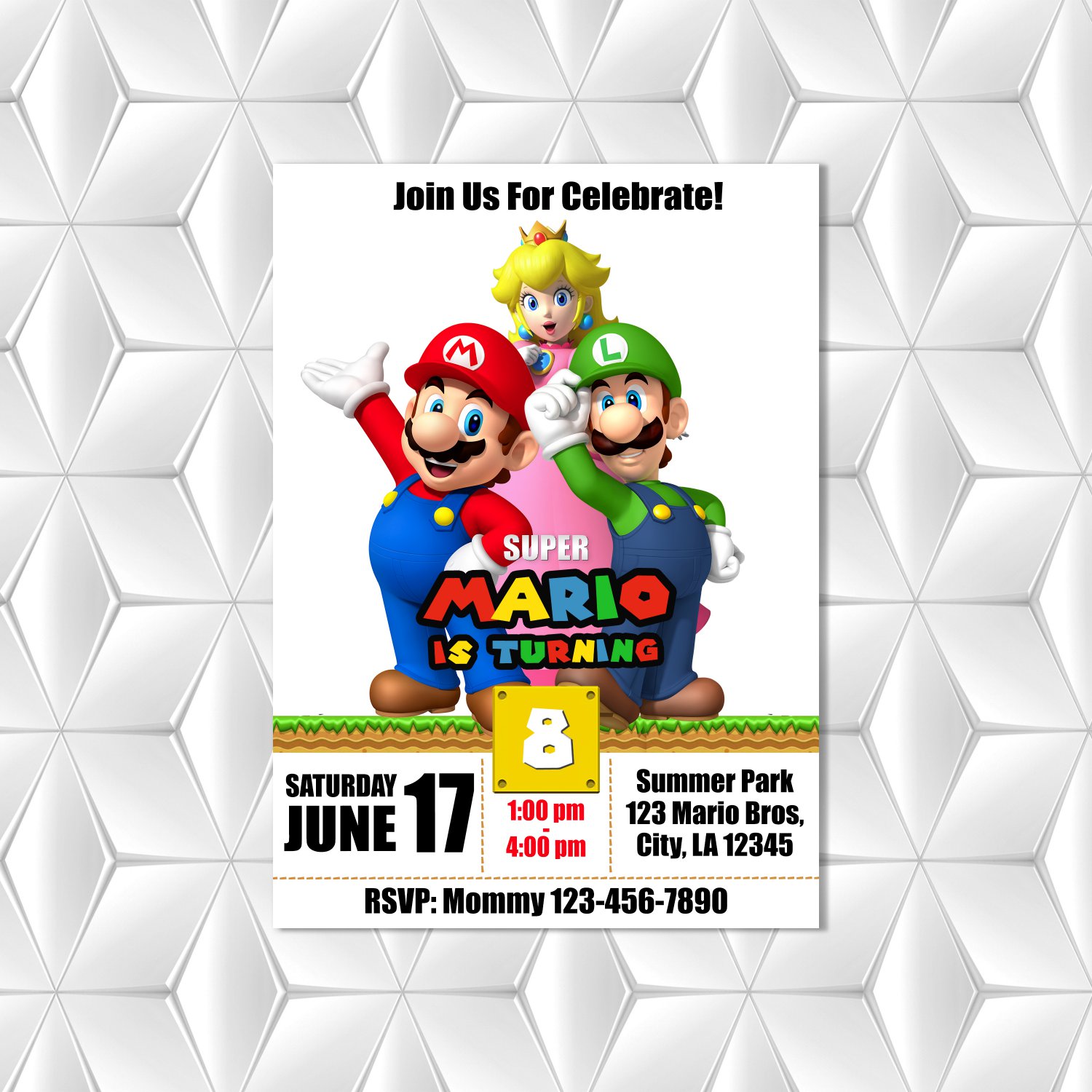 Birthday invitation | Super Mario Bros Invitation | Birthday Invitation for kids | Digital birthday