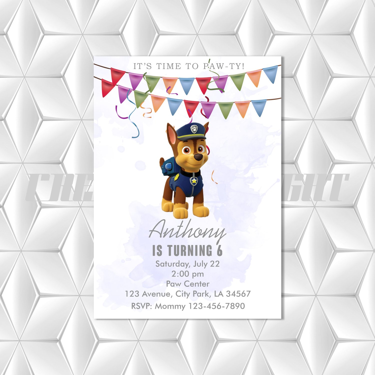 Birthday invitation | Paw patrol invitation | Birthday Invitation for kids | Digital birthday card