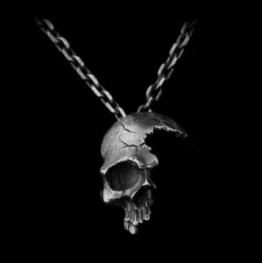 Broken Damaged Half Face Skull Pendant Necklace Men's