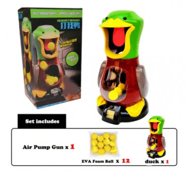 Air Powered Safety Soft Bullet Gun Hit Hungry Shooting Duck Electronic GameTarge