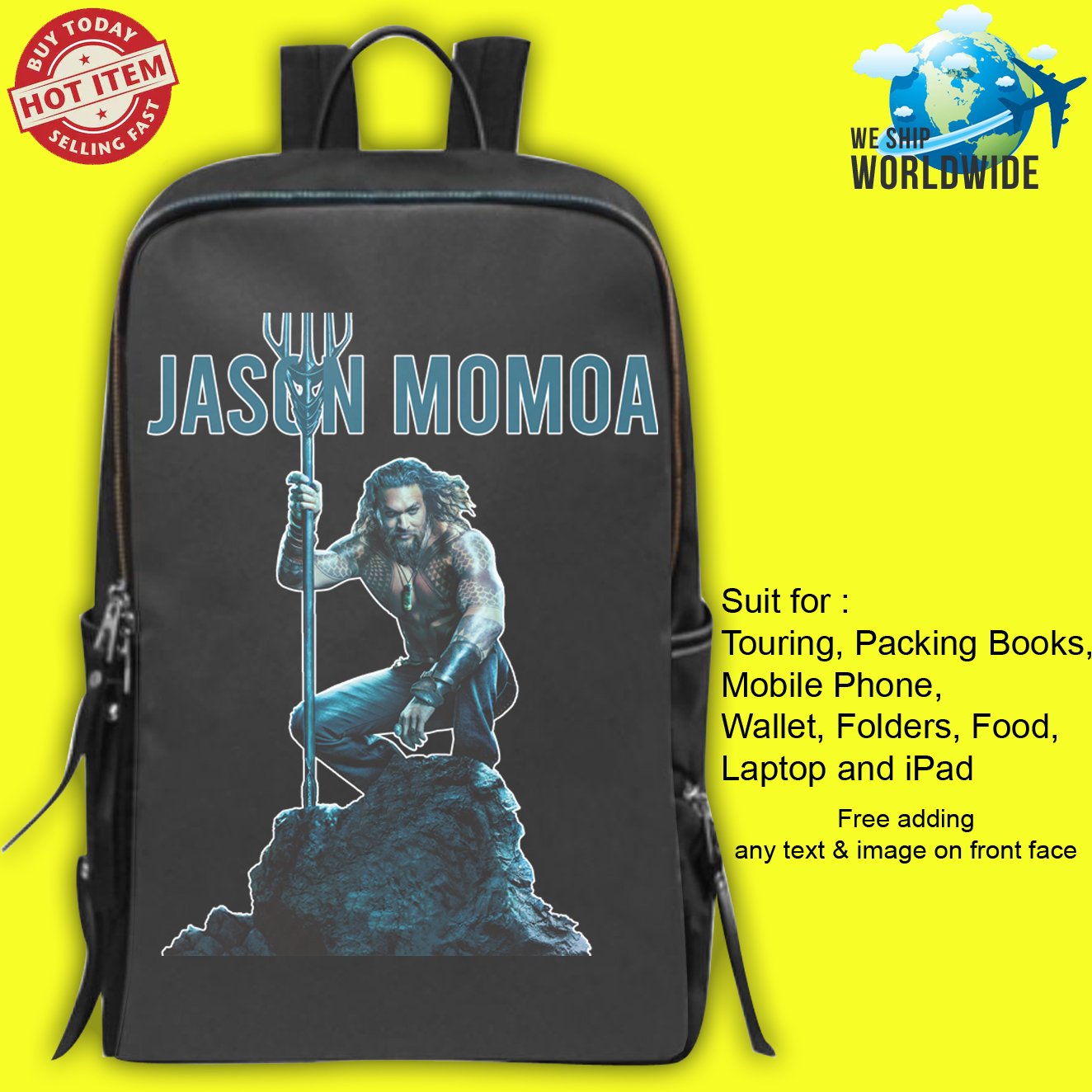 2 JASON MOMOA Backpack Bags