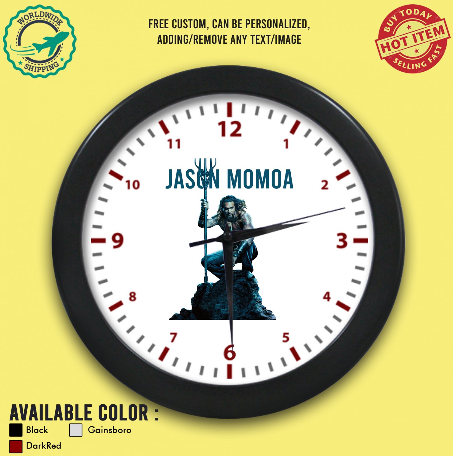 2 JASON MOMOA Wall Clocks