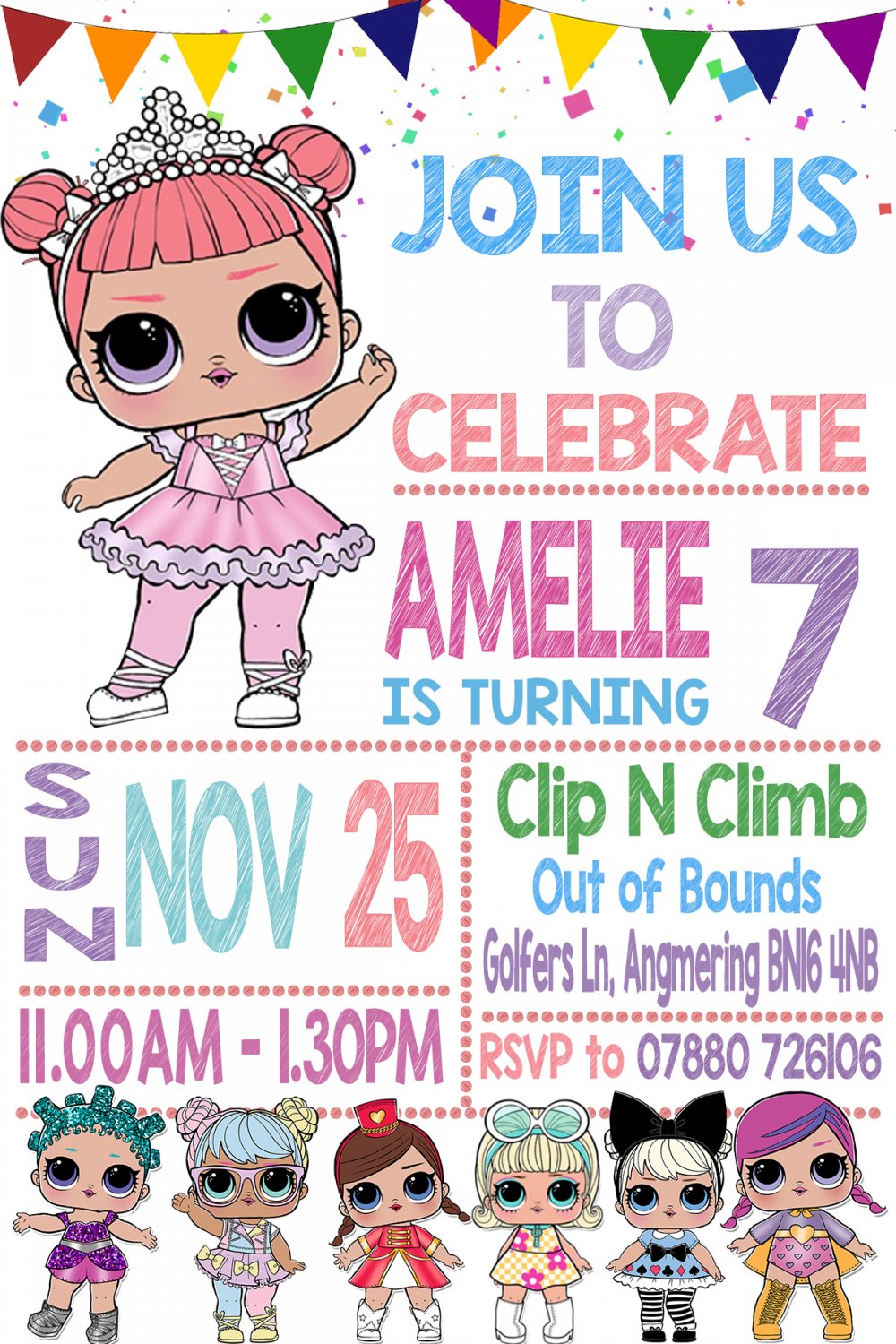 LOL DOLL DIGITAL BIRTHDAY INVITATION