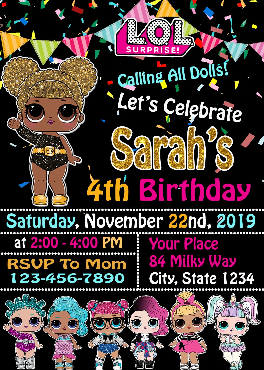 LOL DOLL DIGITAL BIRTHDAY INVITATION