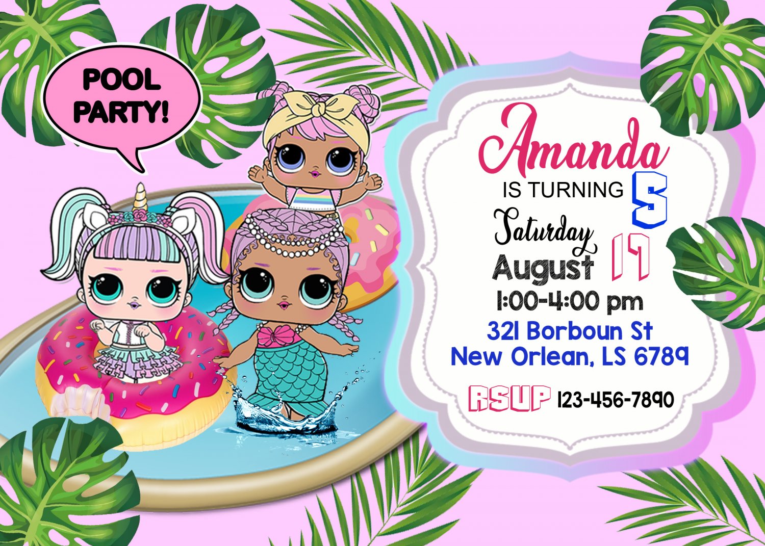 LOL DOLL DIGITAL BIRTHDAY INVITATION