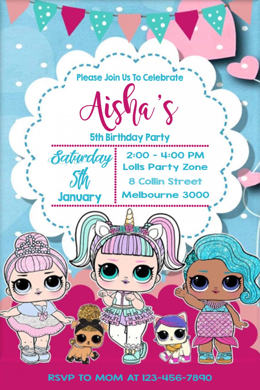 LOL DOLL DIGITAL BIRTHDAY INVITATION