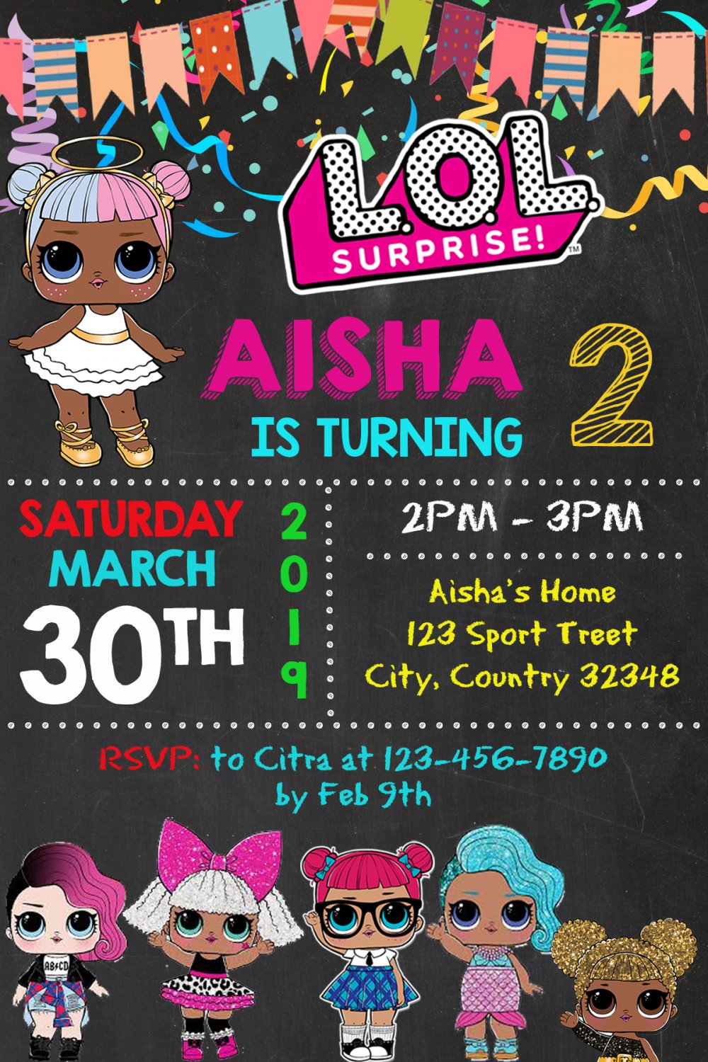 LOL DOLL DIGITAL BIRTHDAY INVITATION