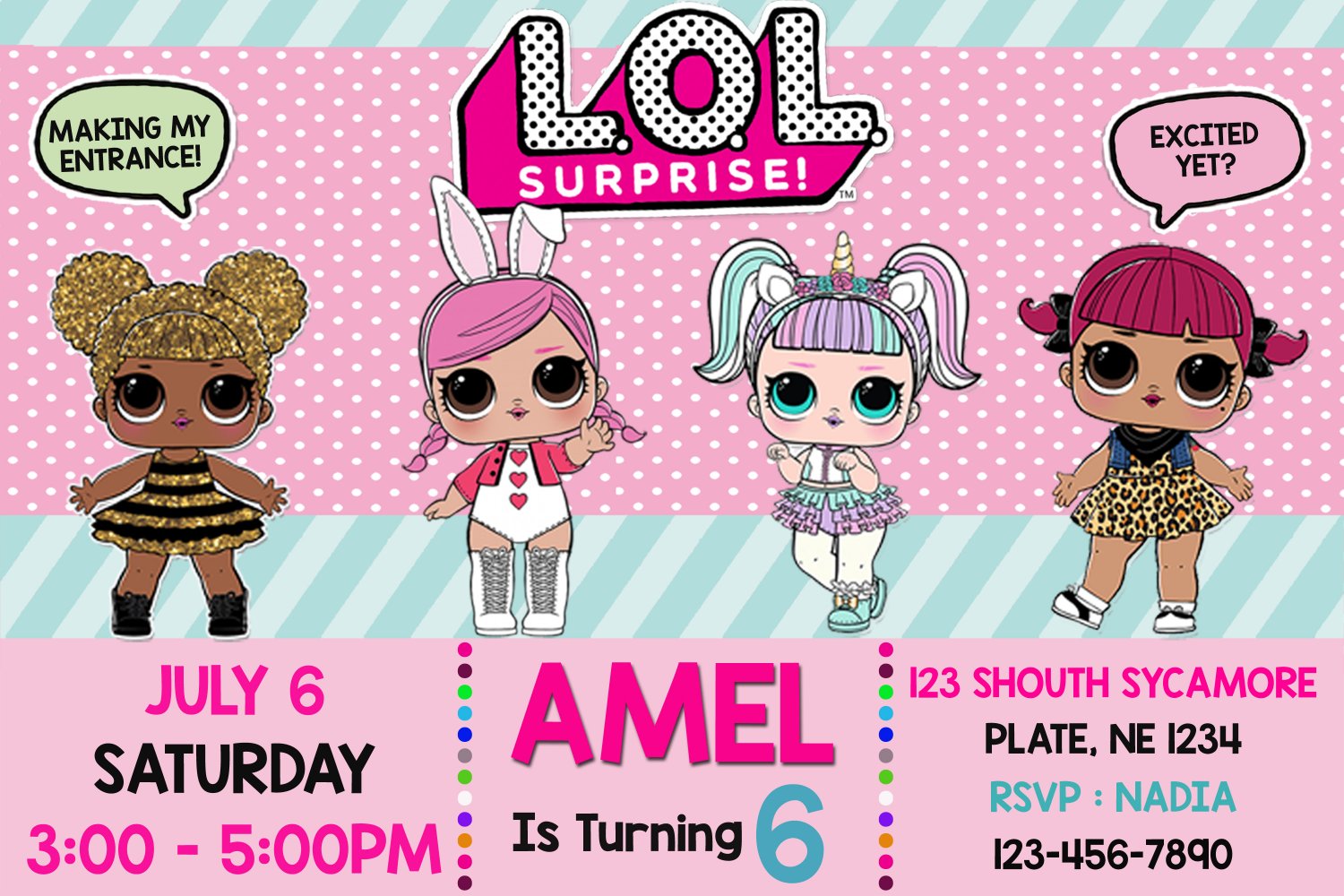 LOL DOLL DIGITAL BIRTHDAY INVITATION