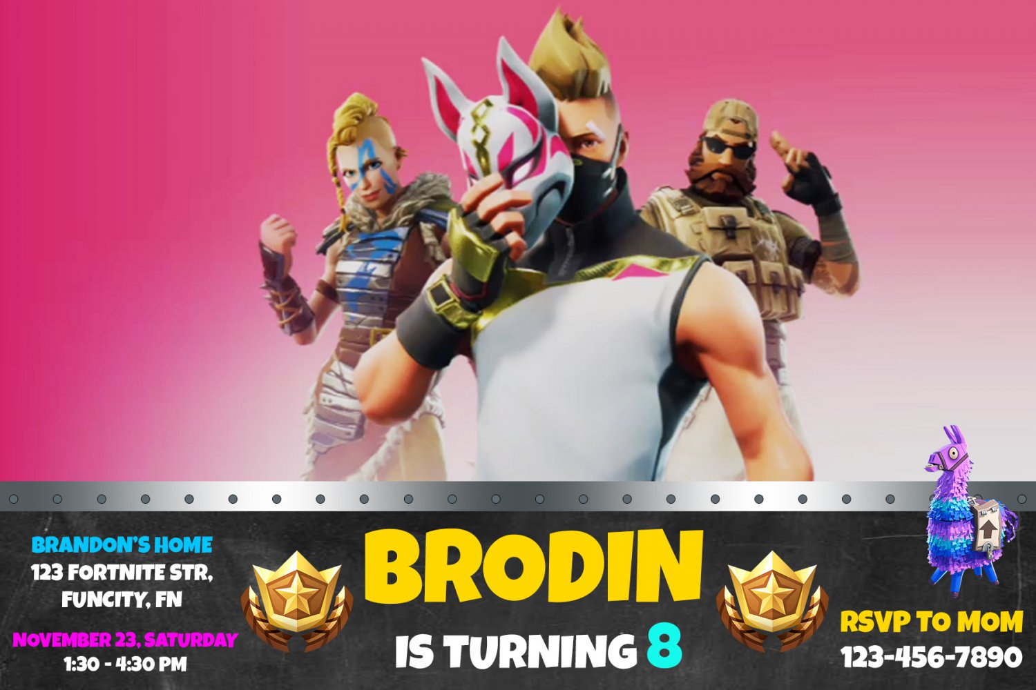 FORTNITE DIGITAL BIRTHDAY INVITATION