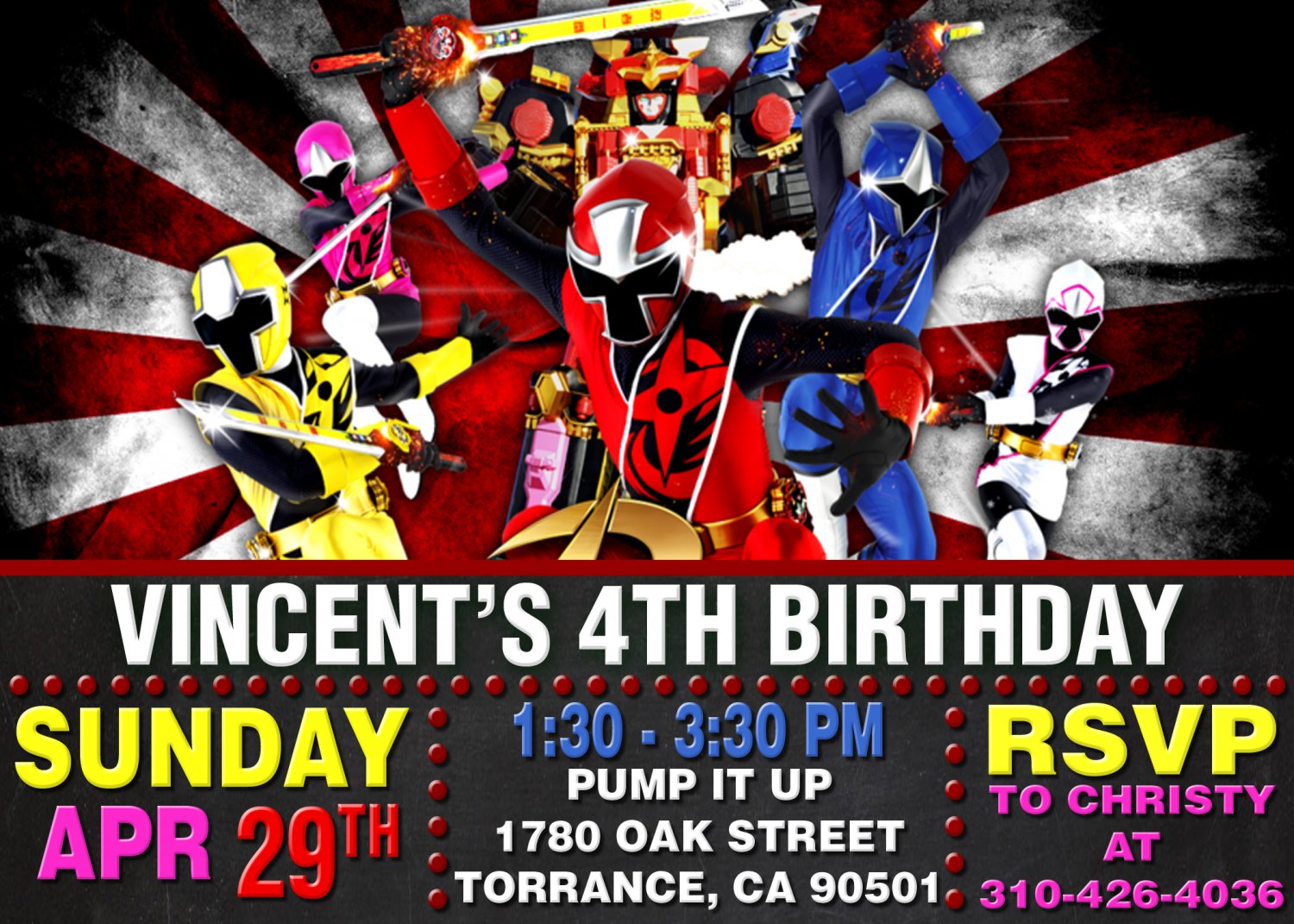 POWER RANGERS DIGITAL BIRTHDAY INVITATION