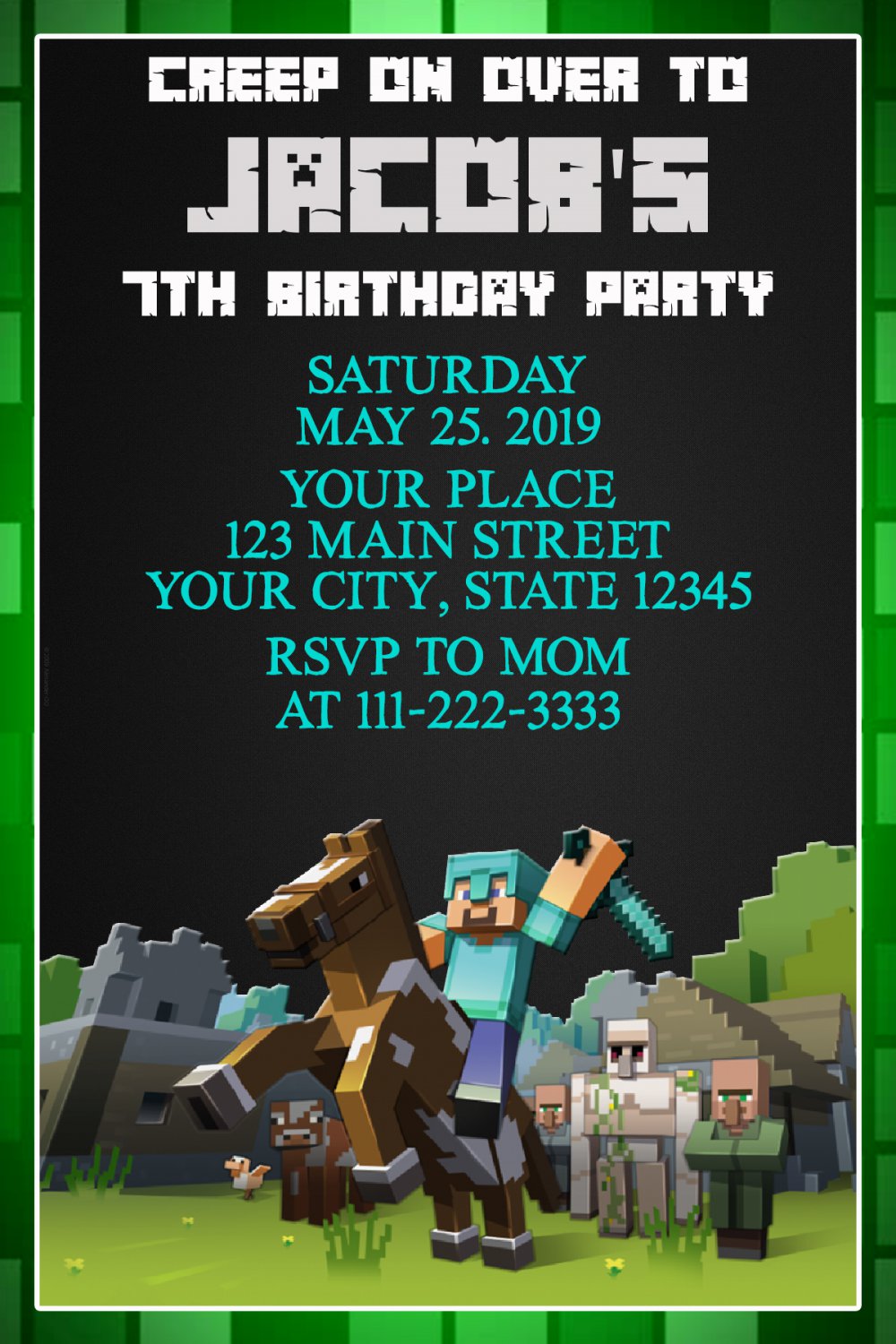 MINECRAFT DIGITAL BIRTHDAY INVITATION