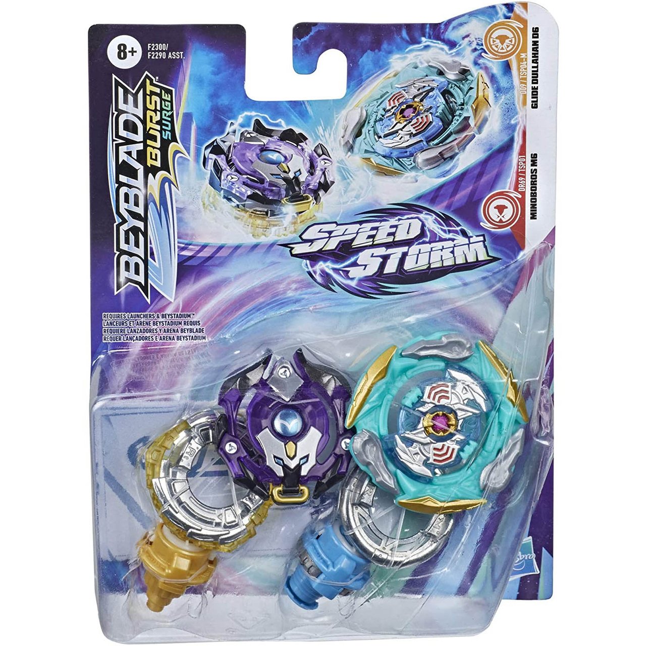 HASBRO Glide Dullohan D6 & Minoboros M6 Burst Surge Speedstorm Beyblade Dual Pack F2300