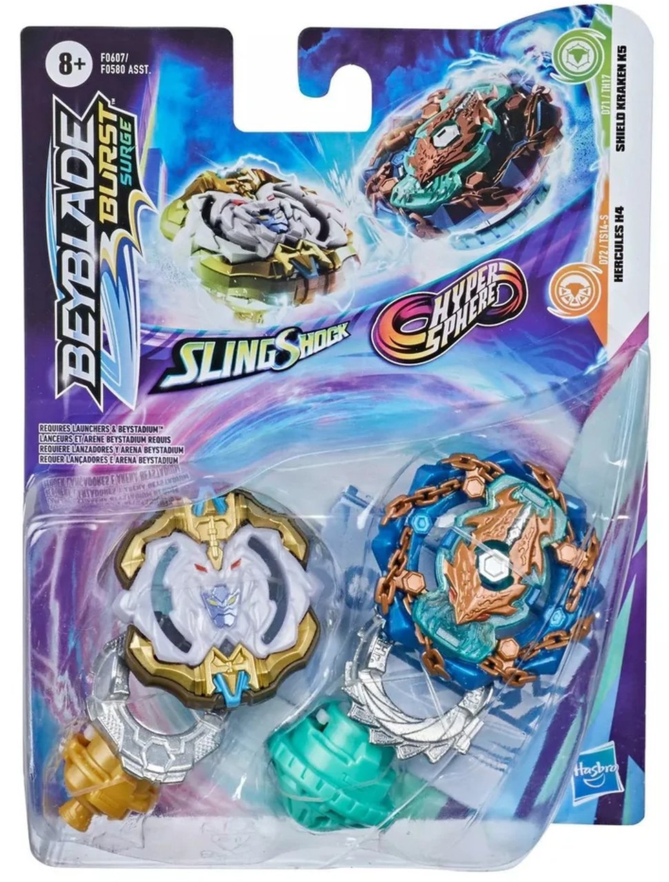HASBRO Hercules H4 & Shield Kraken K5 Burst Surge Hypersphere SlingShock Beyblade Dual Pack F0607