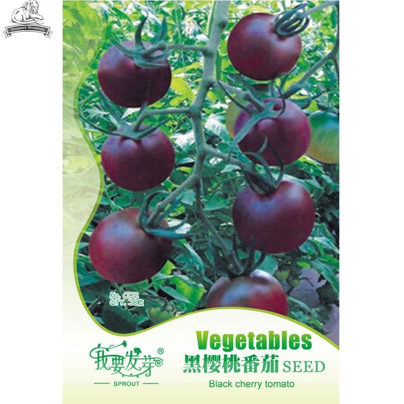 JMS 'Xi Hua' Heirloom New Black Cherry Tomato Hybrid Seeds, Original Pack, 30 Seeds / Pack, Safety T