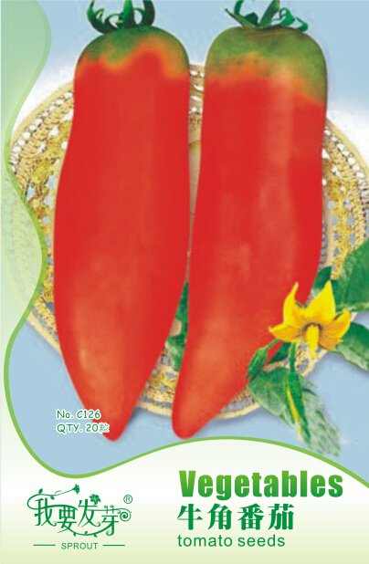 JMS 1 Original Pack, 20 Seeds / Pack, 'Ox Horn' Tomato Seeds, Heirloom Tasty Tomato Vegetables