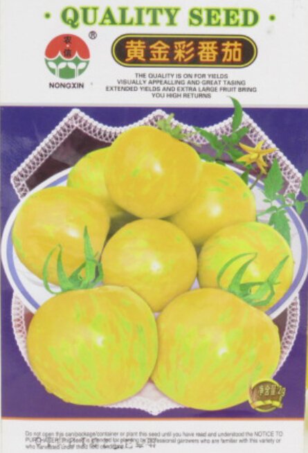JMS Middle Yellow Tomato With Light Yellow Stripe Organic Seeds, 1 Original Pack, 300 Seeds / Pack, 