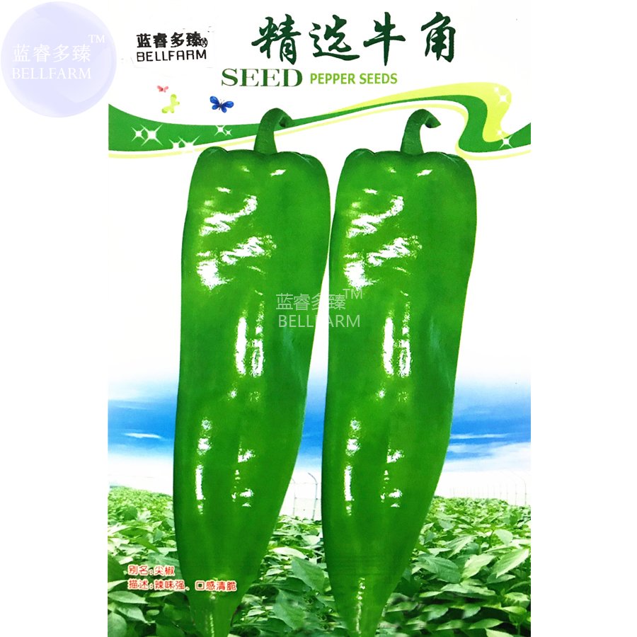 JMS  'Cow-Horn' Large Long Cayenne Pepper Vegetable Seeds, 30 Seeds, Original Pack, Hot Green Organi