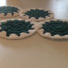 4 Green and White Coasters