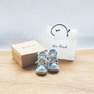 Handmade light blue leather boots for Blythe, Ruruko, Licca doll with box & shopping bag