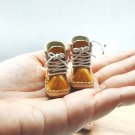 Handmade mustard yellow leather boots for Blythe, Ruruko, Licca doll with box & shopping bag