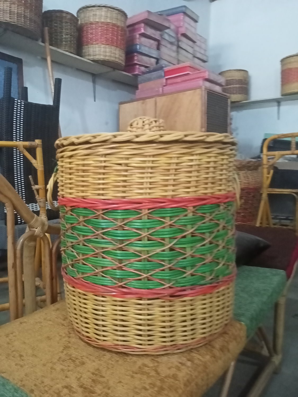 hand-woven rattan basket