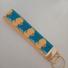 Blue and yellow duck key fob wristlet