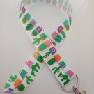 Bright cactus print lanyard / ID holder / badge holder