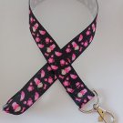 Black and pink Asian girl cherry blossom lanyard / ID holder / badge holder