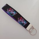 Black and purple butterfly print key fob