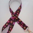 Black and purple kiss / heart lanyard / ID holder / badge holder
