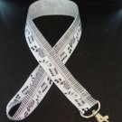 Black and white music note / piano lanyard / ID holder / badge holder