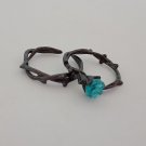 Black iron adjustable ring set with blue rose Black iron adjustable ring set with blue rose