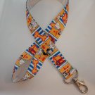 Blue and yellow dog print lanyard / ID holder / badge holder