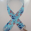 Blue dolphin / navigation / sailing print lanyard / ID holder / badge holder