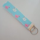 Blue flamingo lifesaver key fob wristlet