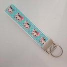 Blue kitten / cat print key fob wristlet