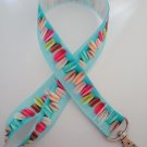 Blue macaron print lanyard / ID holder / badge holder