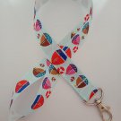 Blue sailing boat print lanyard / ID holder / badge holder